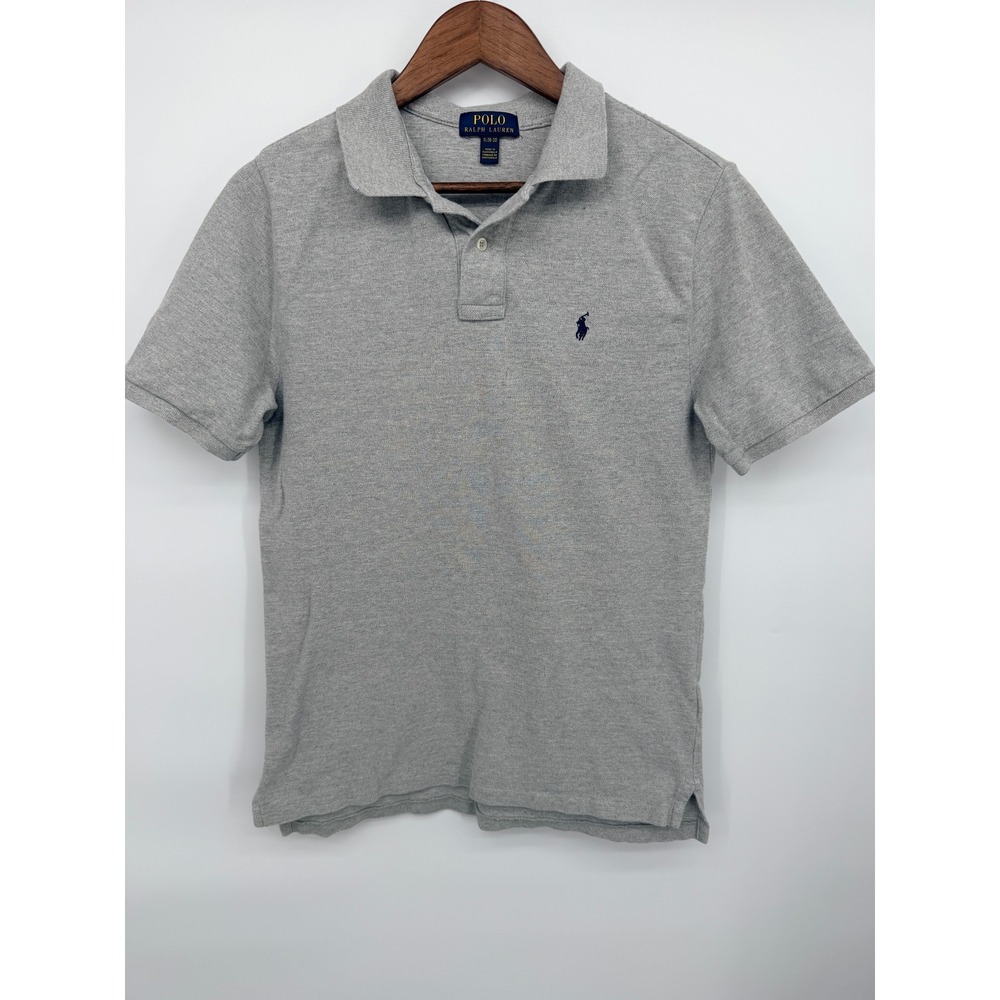 Polo Ralph Lauren Polo Shirt Boys XL 18-20 Grey Good Short Sleeve Pique Cotton